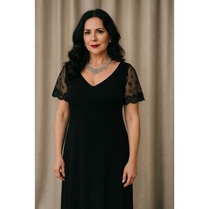 Vintage Robbie Bee Gothic Dress Dark Fairy Glam Layered Sheer 90s Black 6 Small